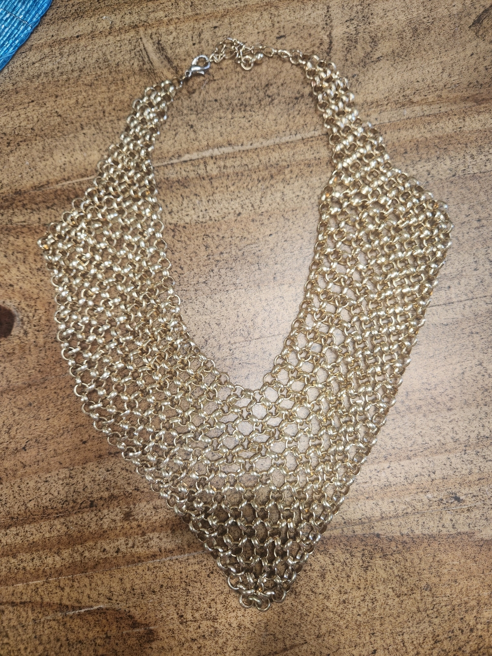 Gold Mesh Chain Statement Necklace - Women Jewelry